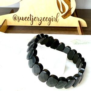 Russian Shungite Grounding Stone Faceted Tile Bracelet 17825